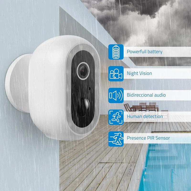 Telecamera di Sorveglianza WiFi Esterno 2K con Batteria