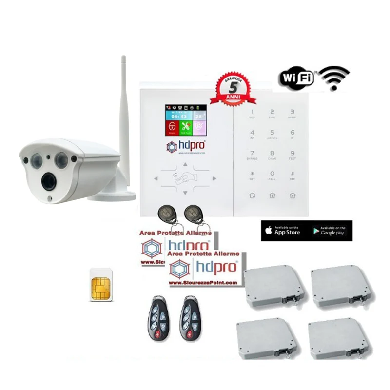 Allarme Casa Kit Completo tapparelle avvolgibili HDPRO-WEB Tripla Banda Frequenza GSM+WEB Wireless