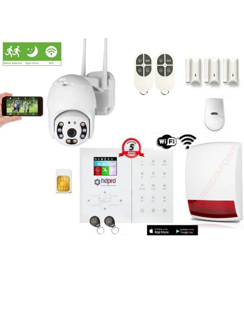 HD-PRO KIT Sirena Top - Antifurto senza fili Tripla Banda Frequenze HDPRO® - (Colore Bianco) 349