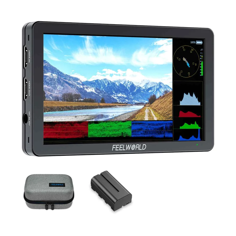 Monitor video da campo FEELWORLD T6 da 6 pollici, 450 nit, custodia in alluminio, 4K HDMI 1920x1080 IPS