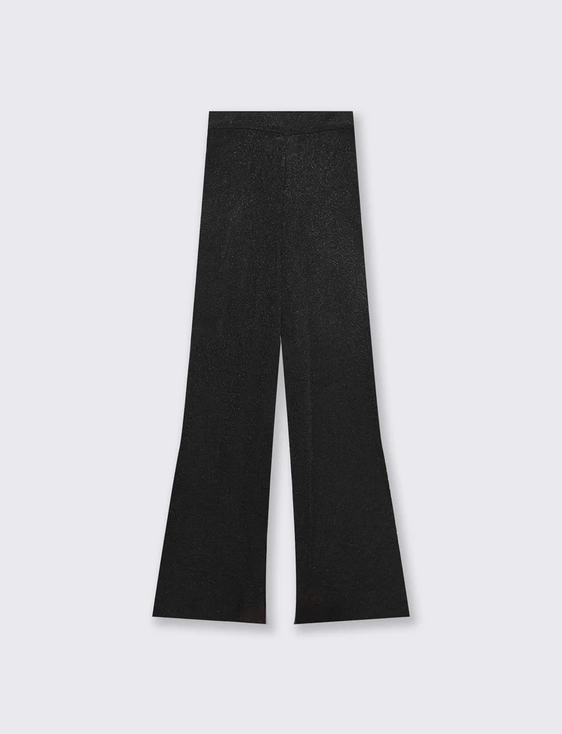 Pantaloni in maglia con elastico in vita - Nero