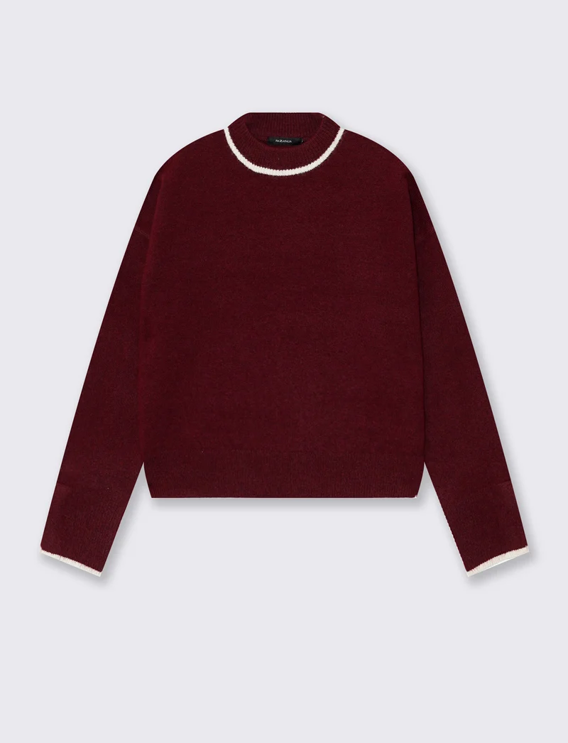 Pullover girocollo con colletto a contrasto - var 1