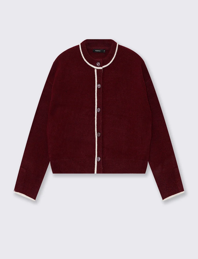 Cardigan girocollo con contrasto over - var 1