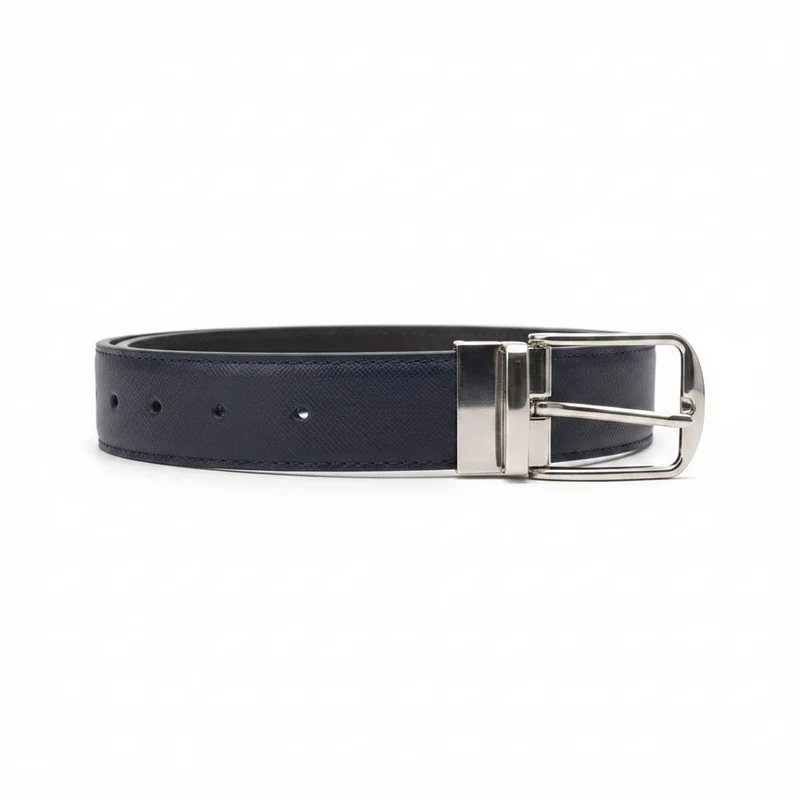 Cintura uomo saffiano reversibile lucida - Blu