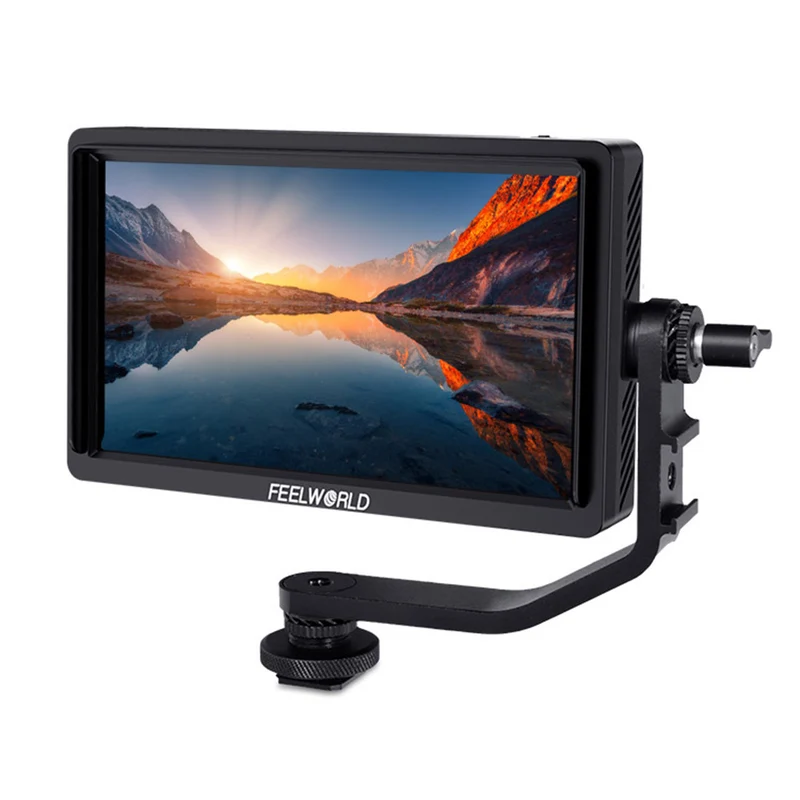 Monitor da campo FEELWORLD FW568S da 6 pollici, 450 nit, per fotocamere DSLR, con kit di alimentazione esterna F970, SDI, 4K e HDMI.
