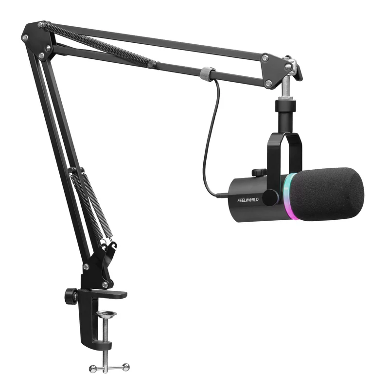 FEELWORLD PM1 XLR USB microfono dinamico con supporto a braccio per podcast