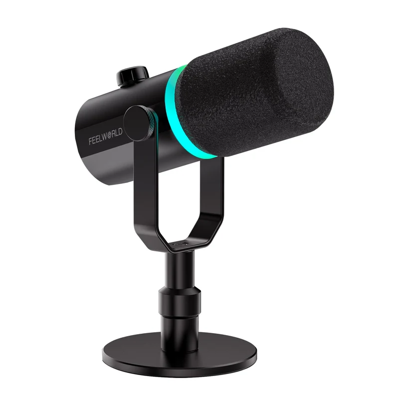 FEELWORLD PM1 XLR USB microfono dinamico con supporto da tavolo per podcast