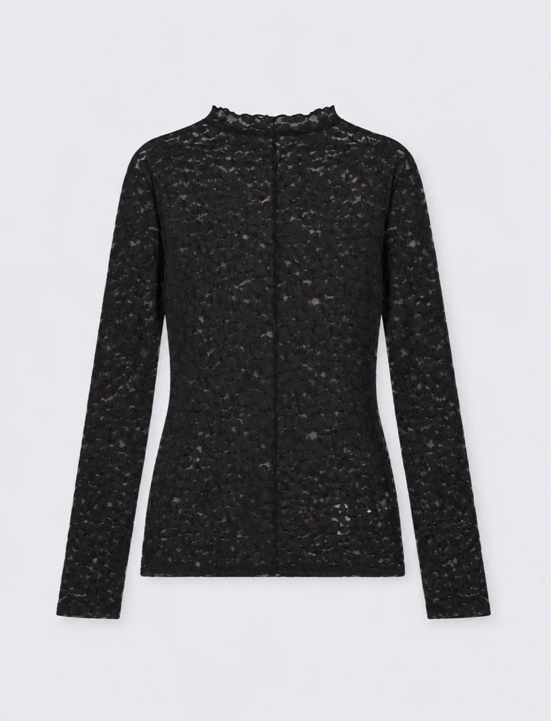 T-SHIRT ML PIZZO - Nero