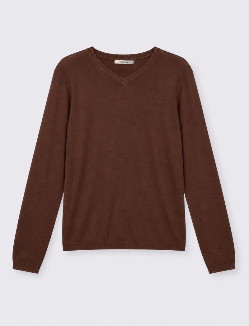 MAGLIA ML SCOLLO V - Marrone