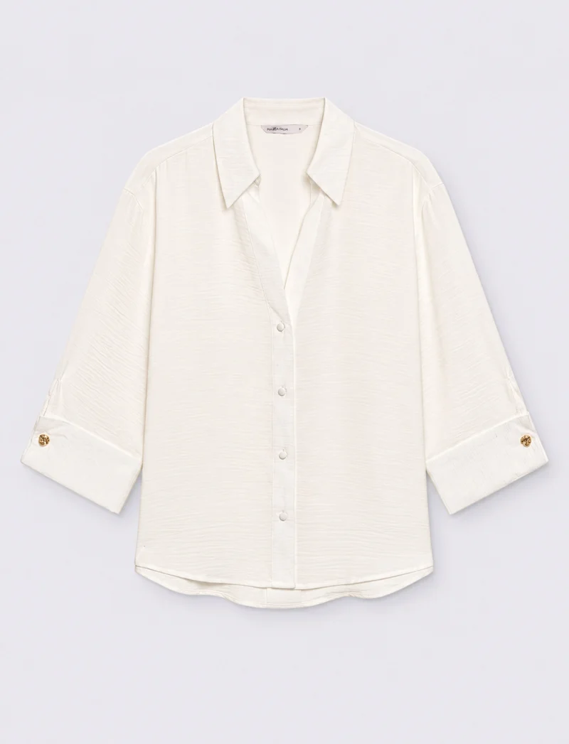 camicia regular manica 3/4 - Bianco latte