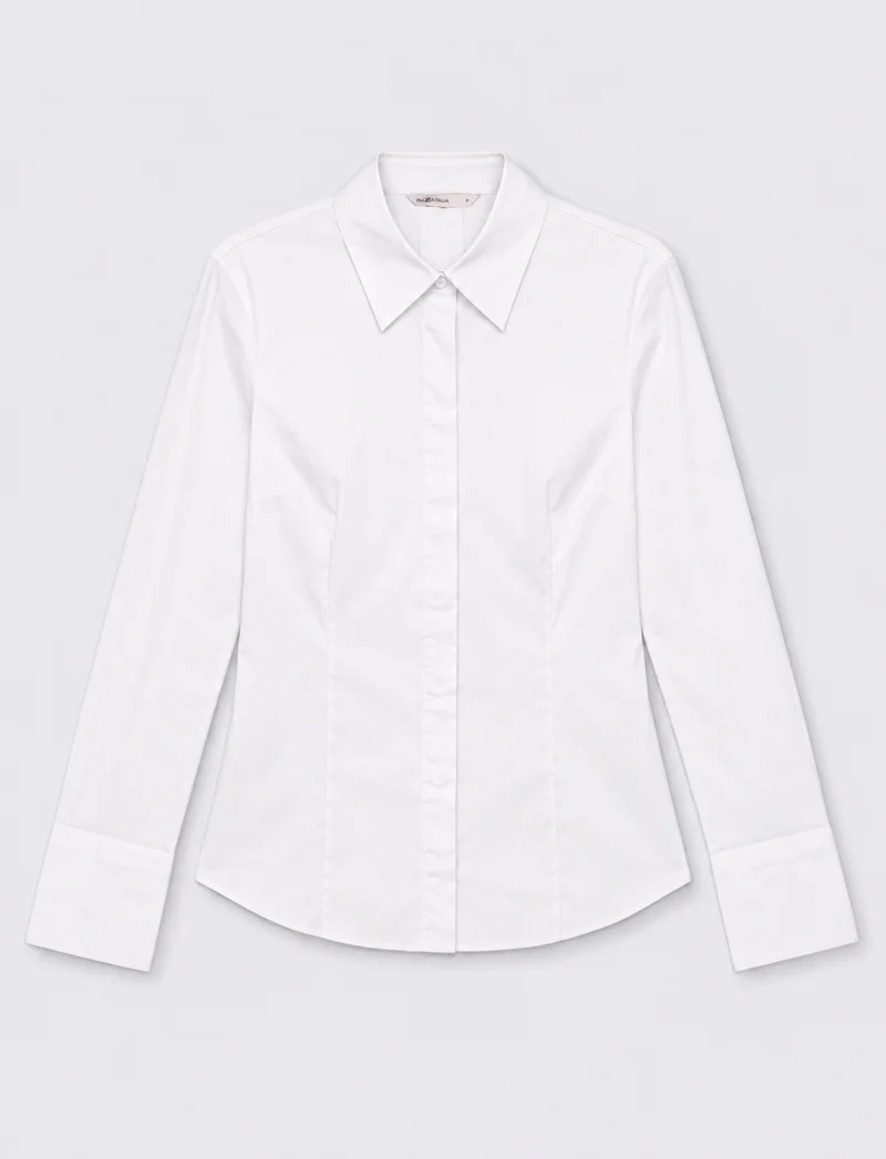 Camicia basic slim a manica lunga - Bianco