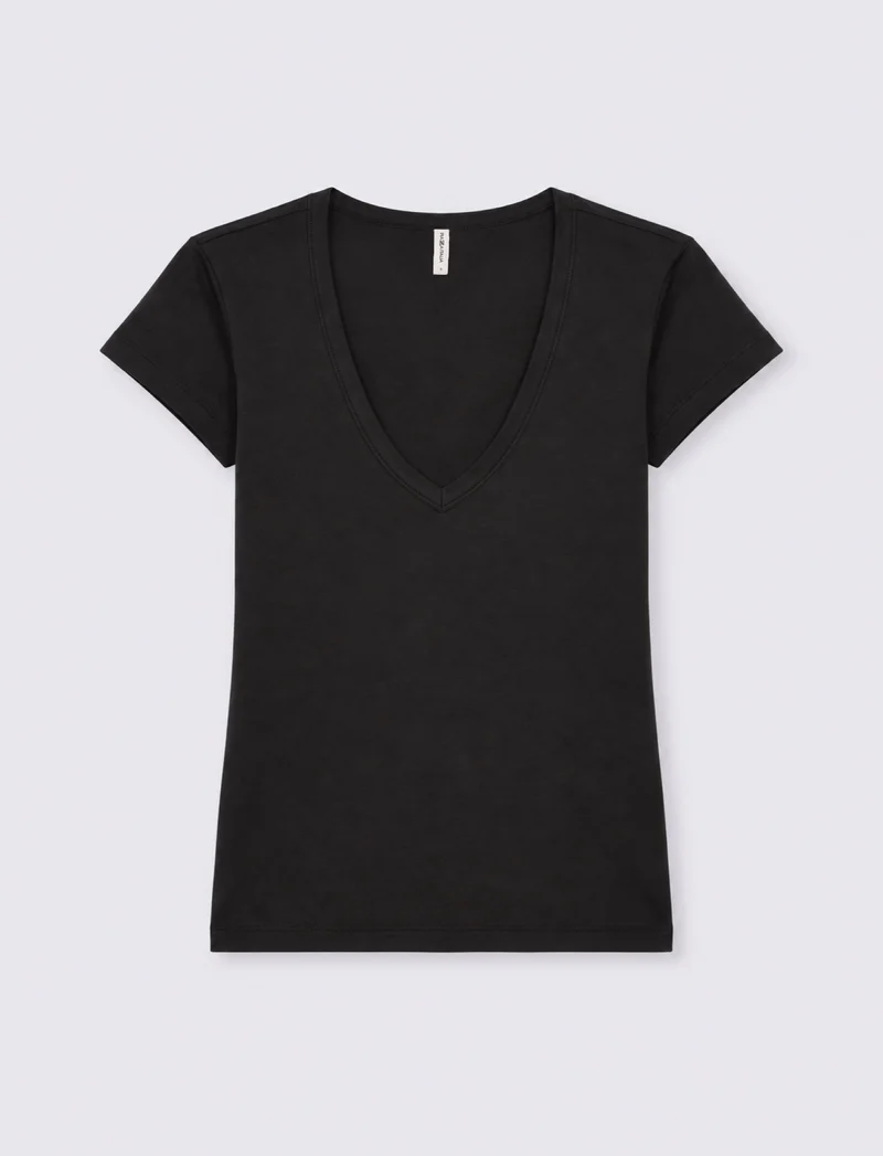 T-shirt con scollo a V - Nero