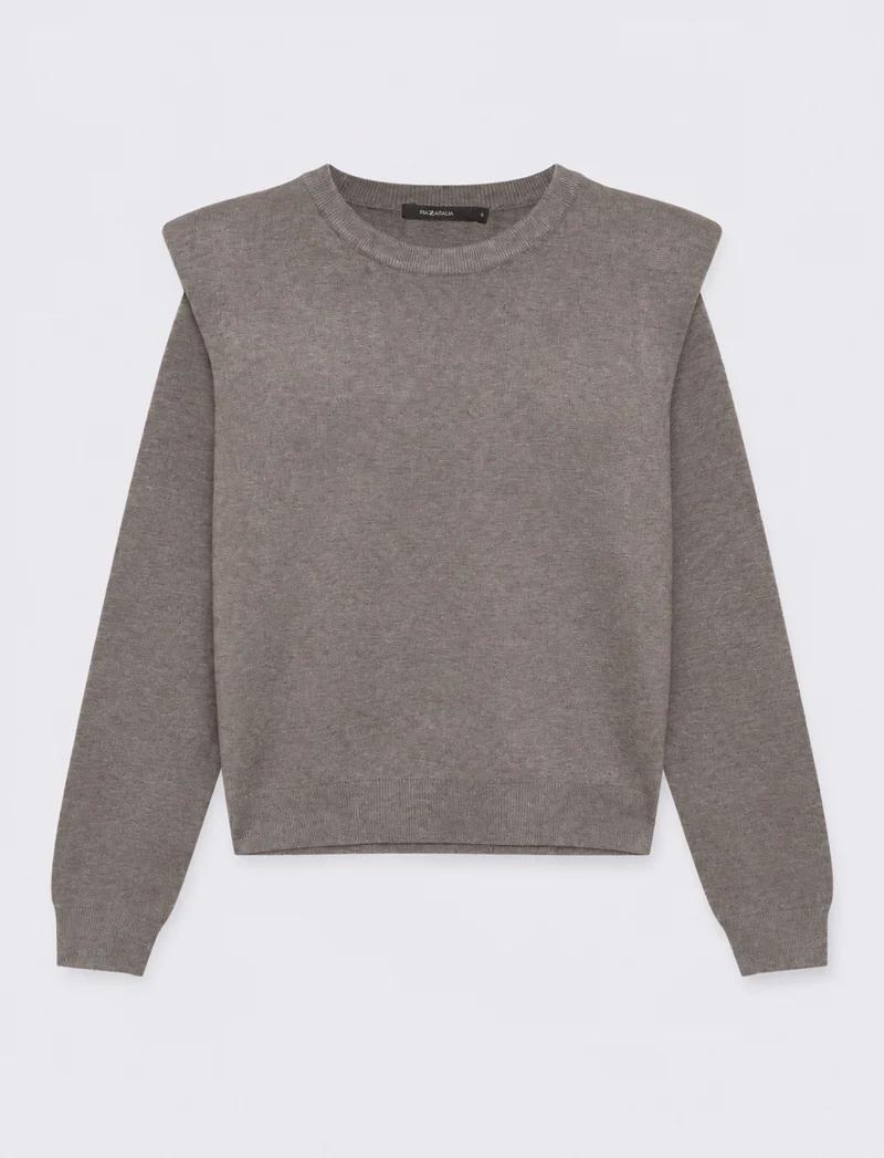 Pullover girocollo con spalline regolari - Grigio mel.
