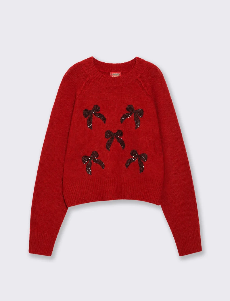 Pullover crop con stampa originale - Rosso