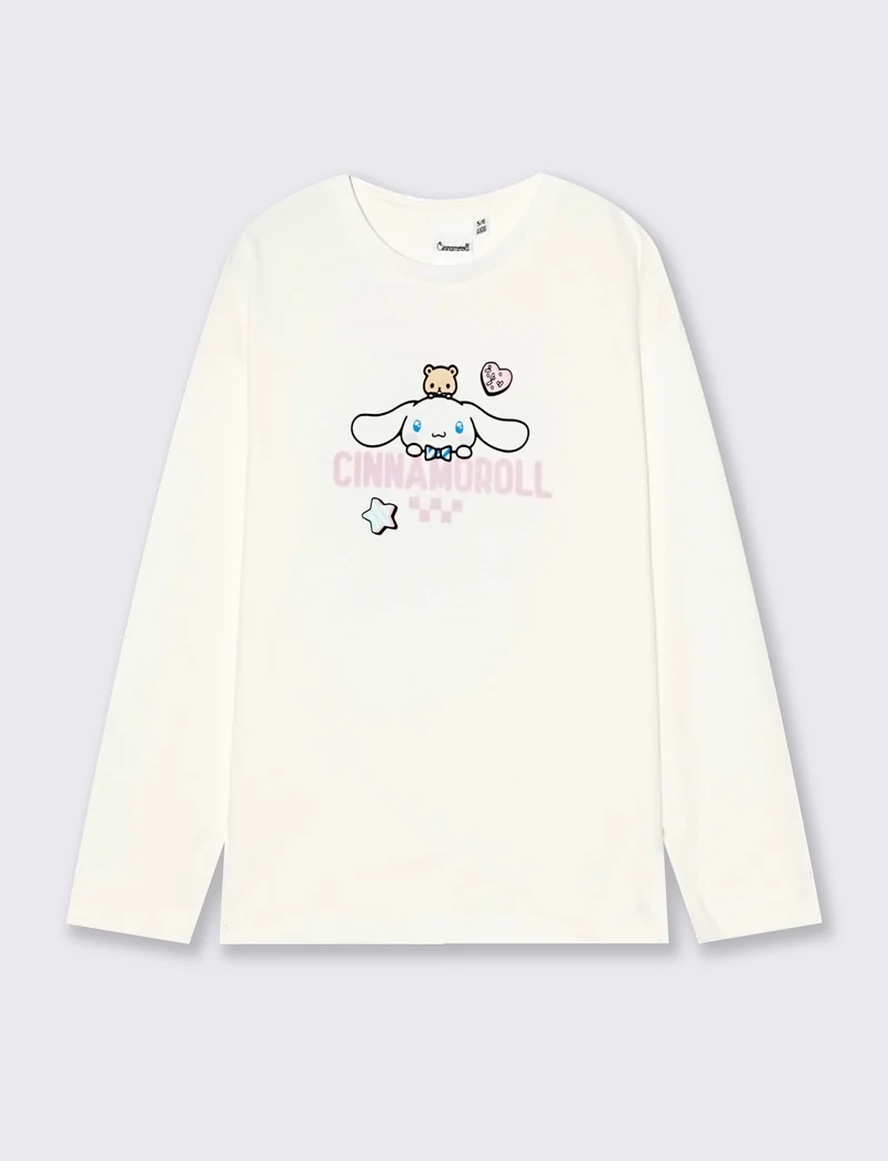 T-shirt lunga Cinnamoroll in cotone - Bianco