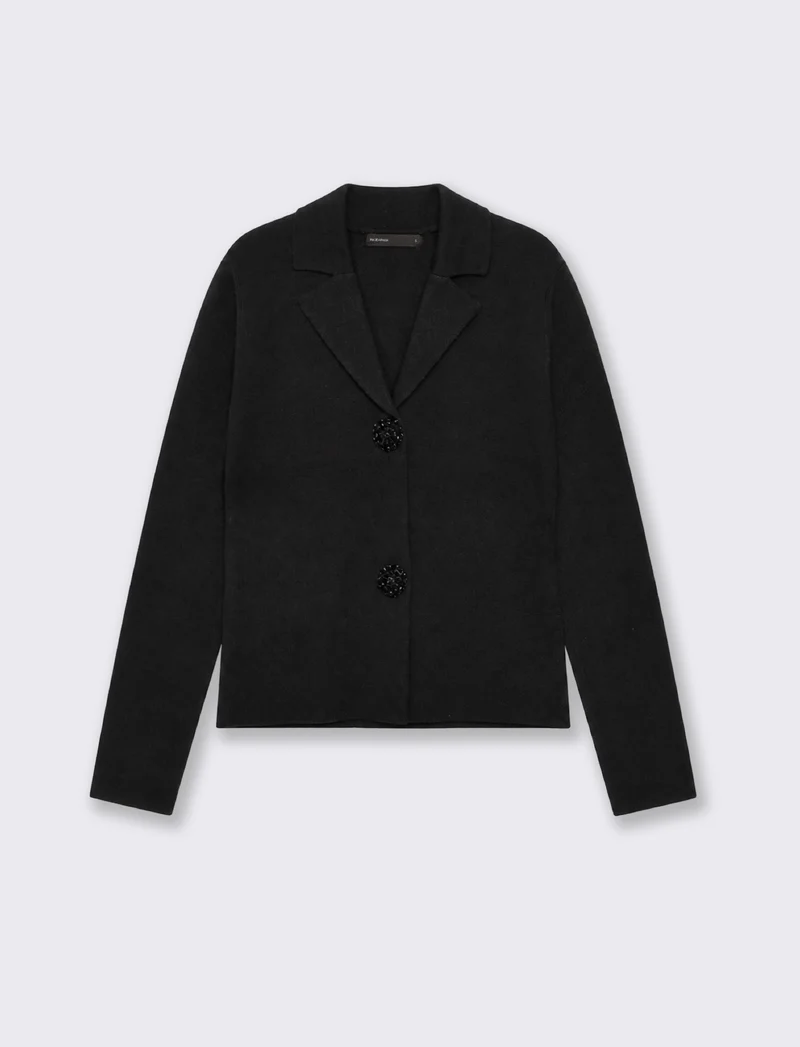 Blazer a maglia con bottoni frontali - Nero