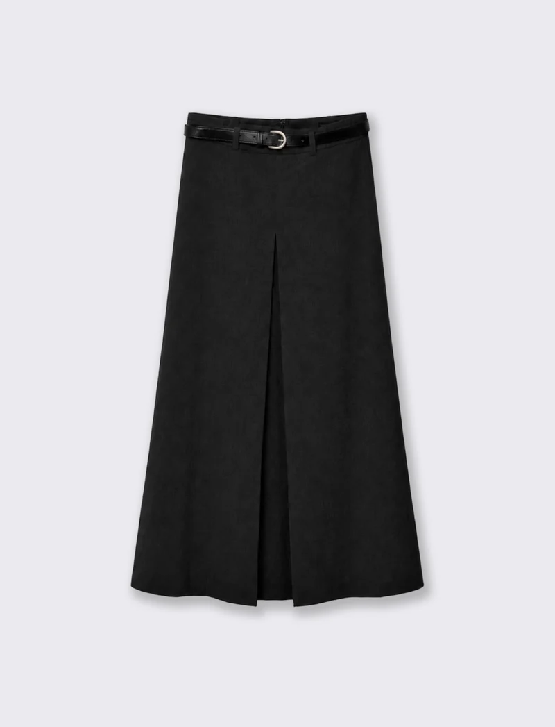 Gonna longuette high waist elegante - Nero