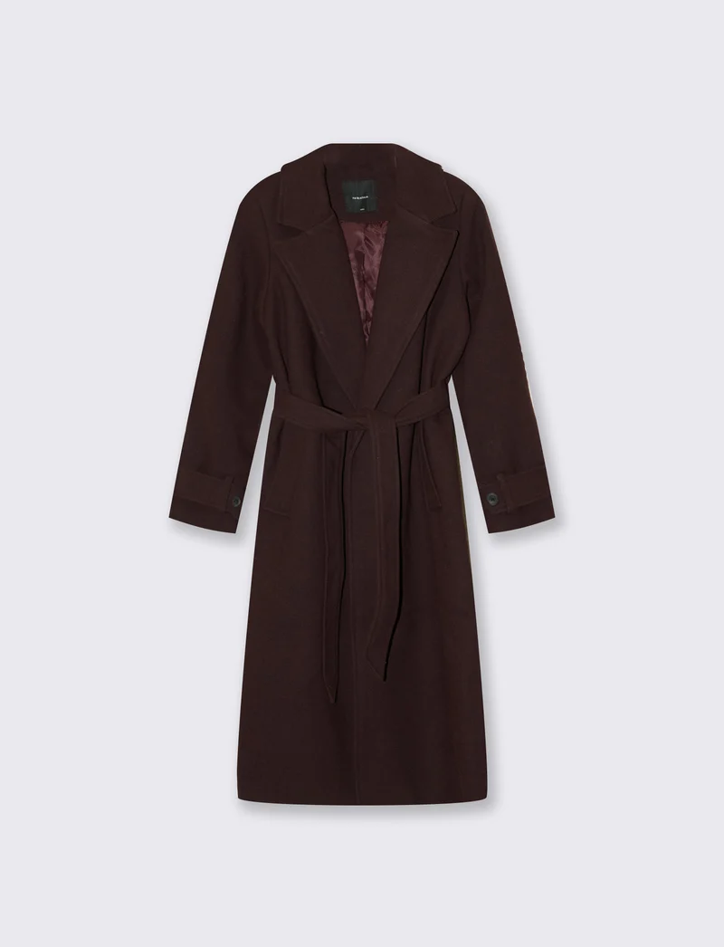 Cappotto doppiopetto con cintura elegante - Bordeaux