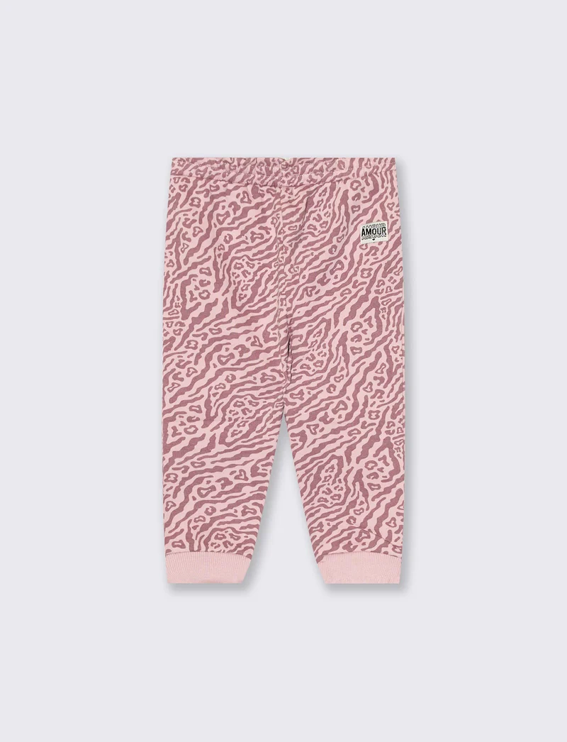 Jogger basico con stampa all over - Rosa polvere