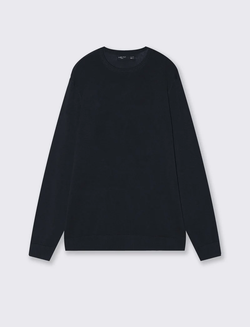 Maglia girocollo in puro cotone premium - Blu