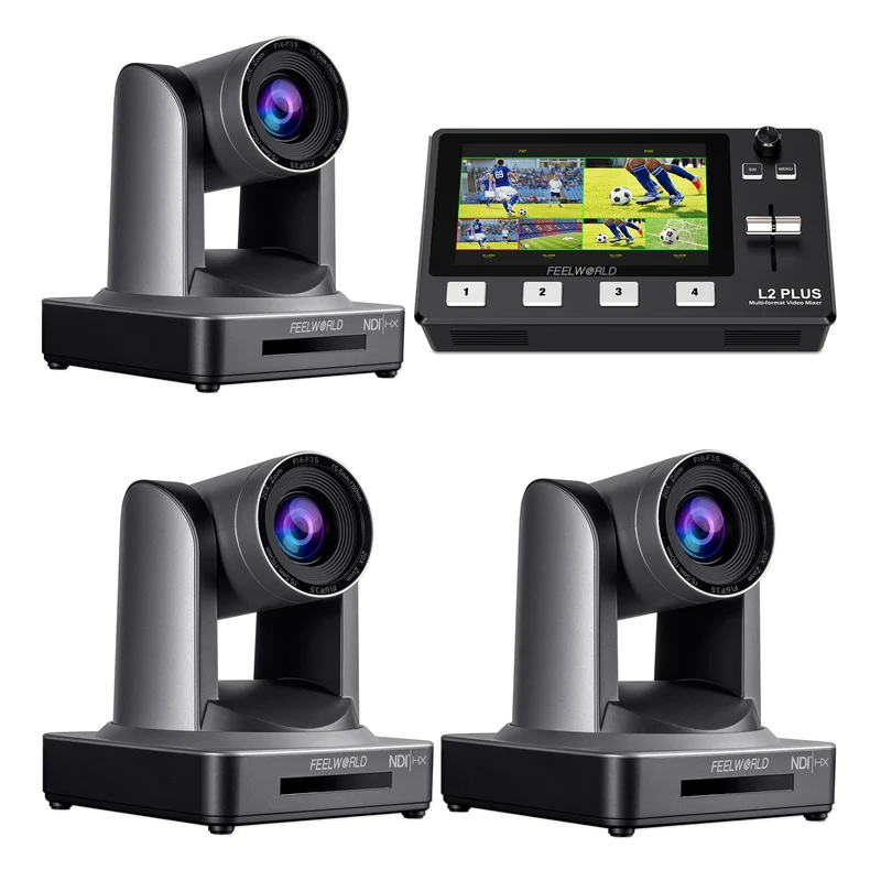 Set bundle video FEELWORLD L2 PLUS e 3 telecamere PTZ NDI20X