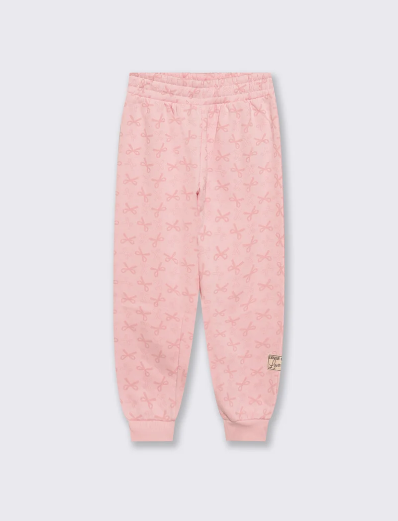Jogger da bambina in tessuto garzato - Rosa