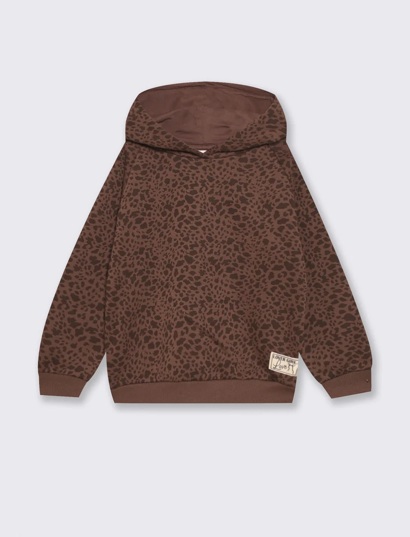 Felpa con cappuccio in polycotone morbido - Marrone cioccolato