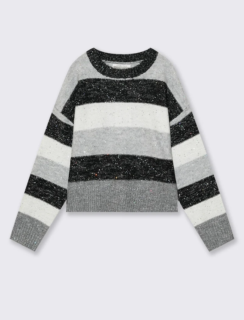 Maglione a righe con micro-paillettes - Righe