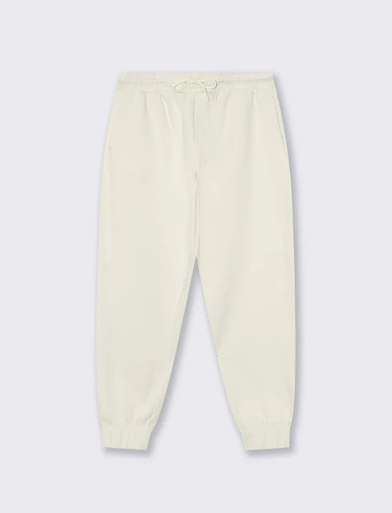 Pantaloni Jogger Premium in Interlock - Bianco latte