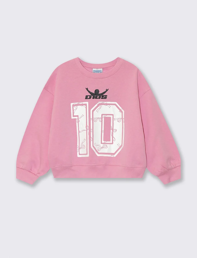 Felpa sporty bambina con stampa D1OS - Rosa