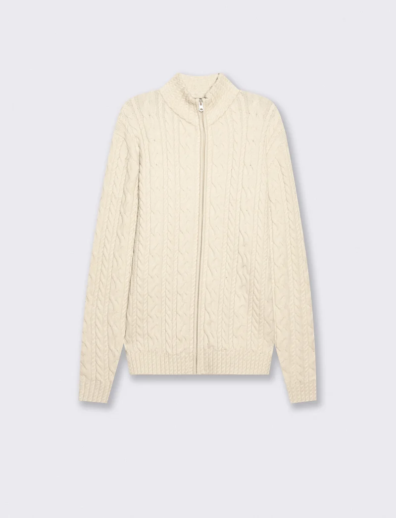 Maglia Cardigan Lupetto a Trecce Uomo - Grigio mel.