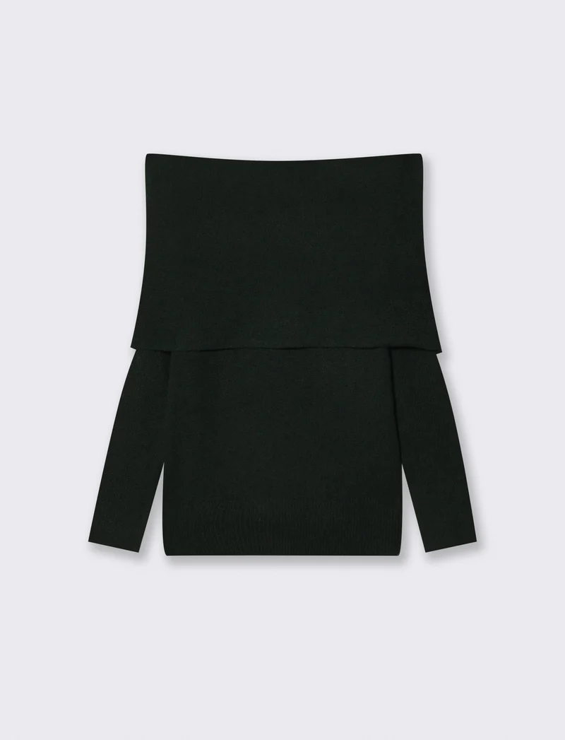 Pullover con scollo a barca elegante - Verde bosco