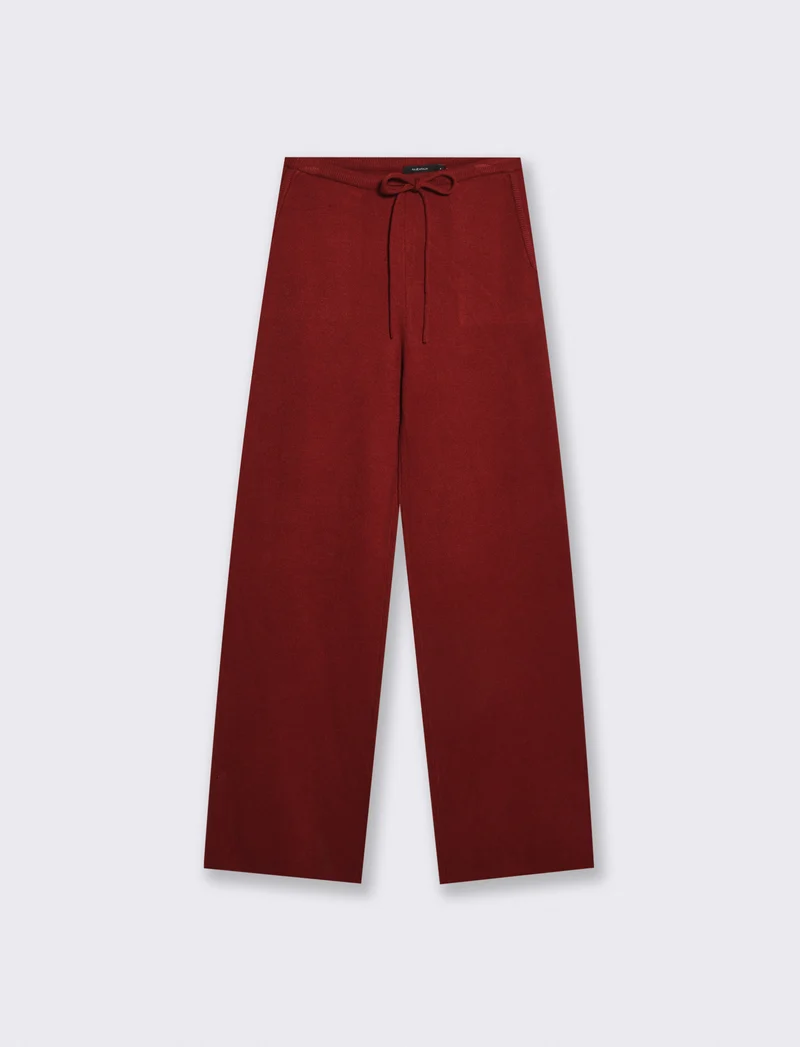 Pantalone in maglia con elastico e tasche - Bordeaux