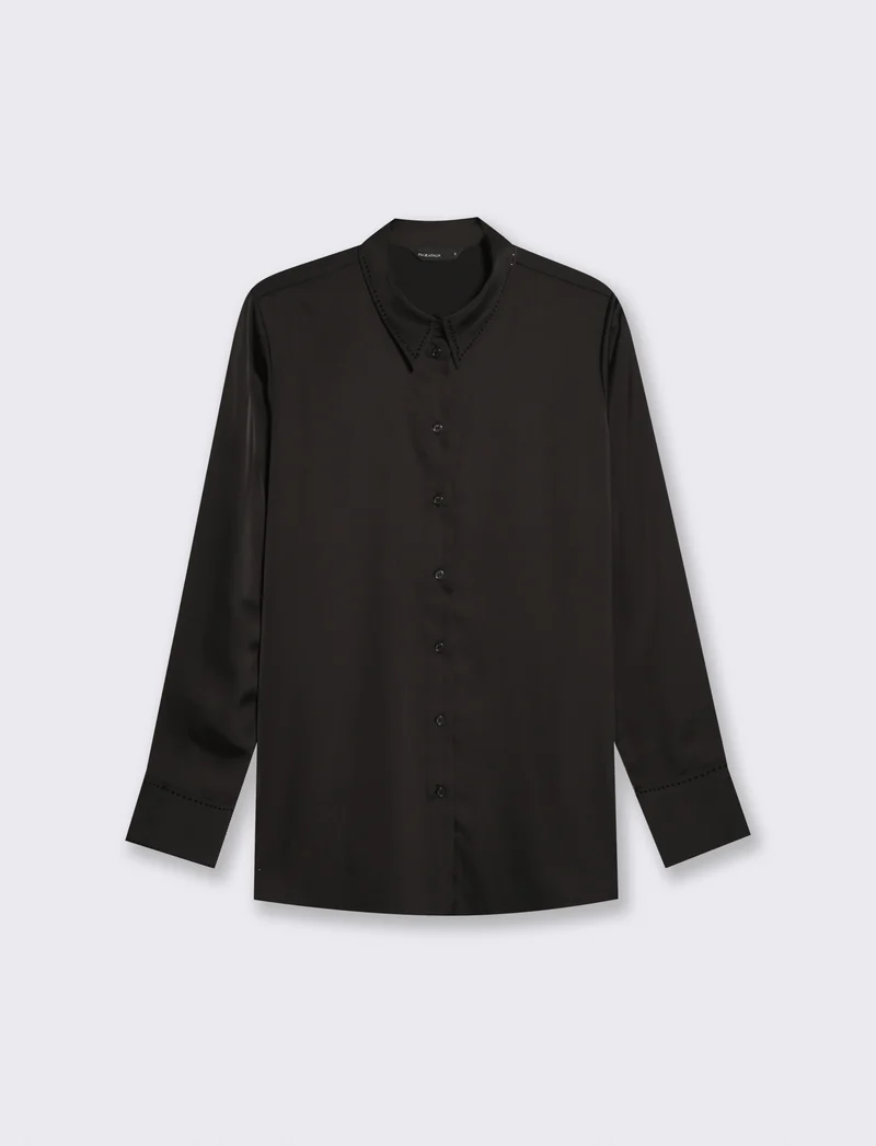 Camicia manica lunga con colletto dettagliato - Nero