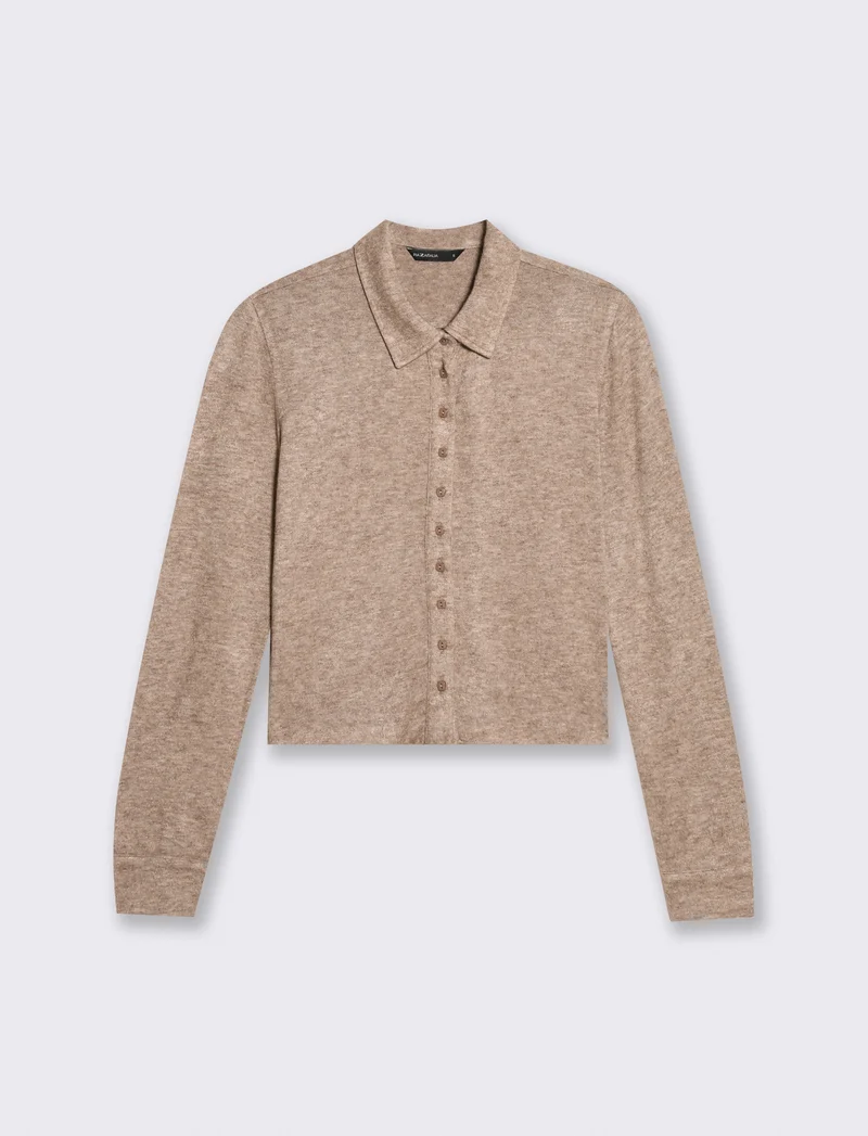 Camicia corta e manica lunga unita - Tortora melange
