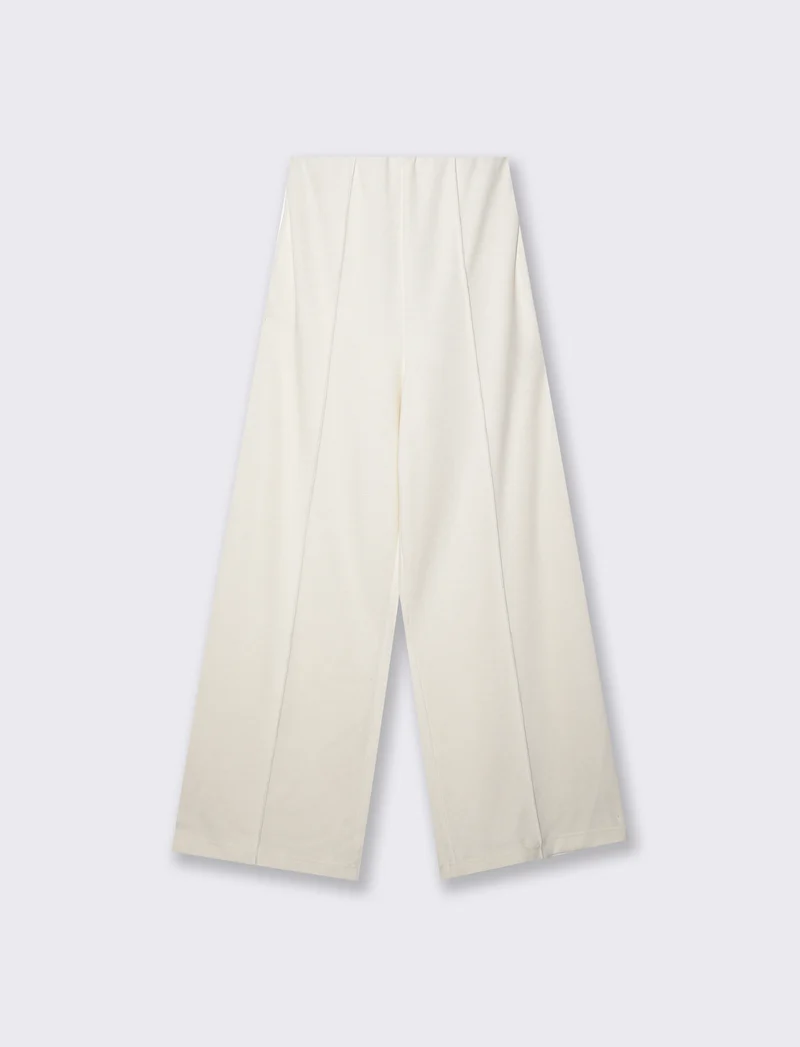 Pantalone palazzo a vita alta con tasche - Avorio