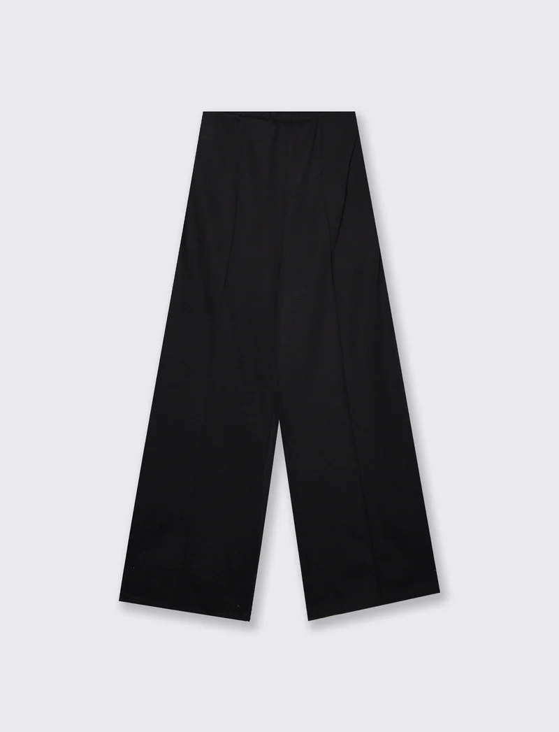 Pantalone palazzo a vita alta con tasche - Nero