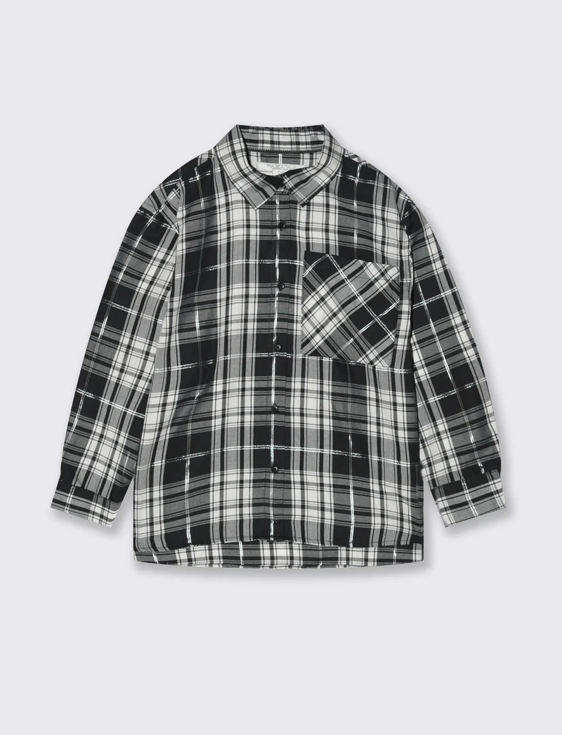 Camicia manica lunga con taschino. - Nero