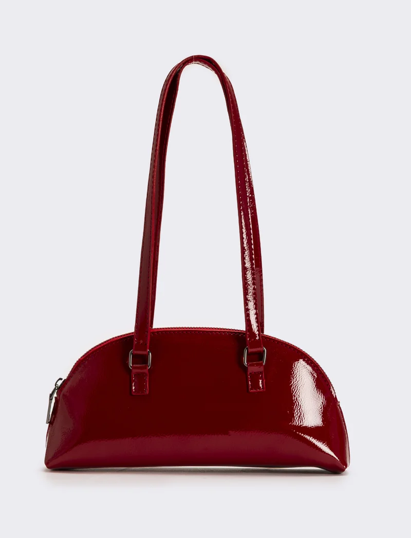 Borsa donna mezzaluna in vernice - Rosso