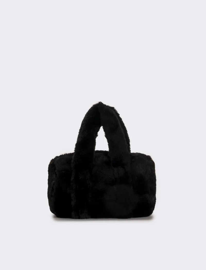 Borsa bauletto in finta pelliccia bambina - Nero