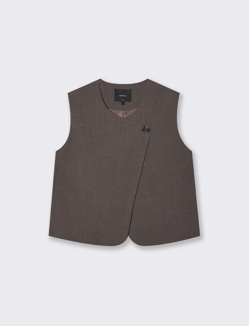 Gilet corto foderato elegante e versatile - Tortora melange