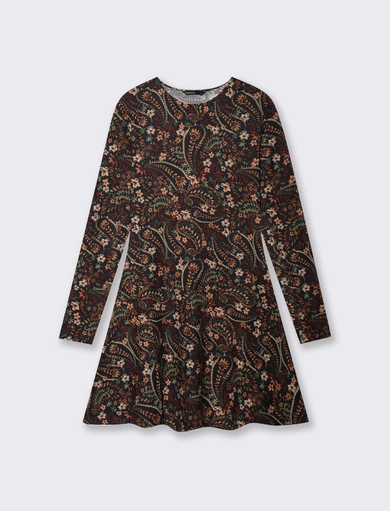 Vestito corto a manica lunga svasato - var 2