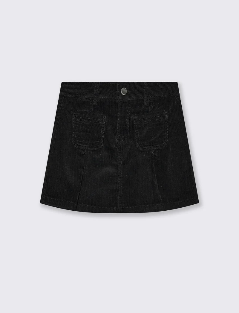 Gonna in velluto elastico con tasche - Nero