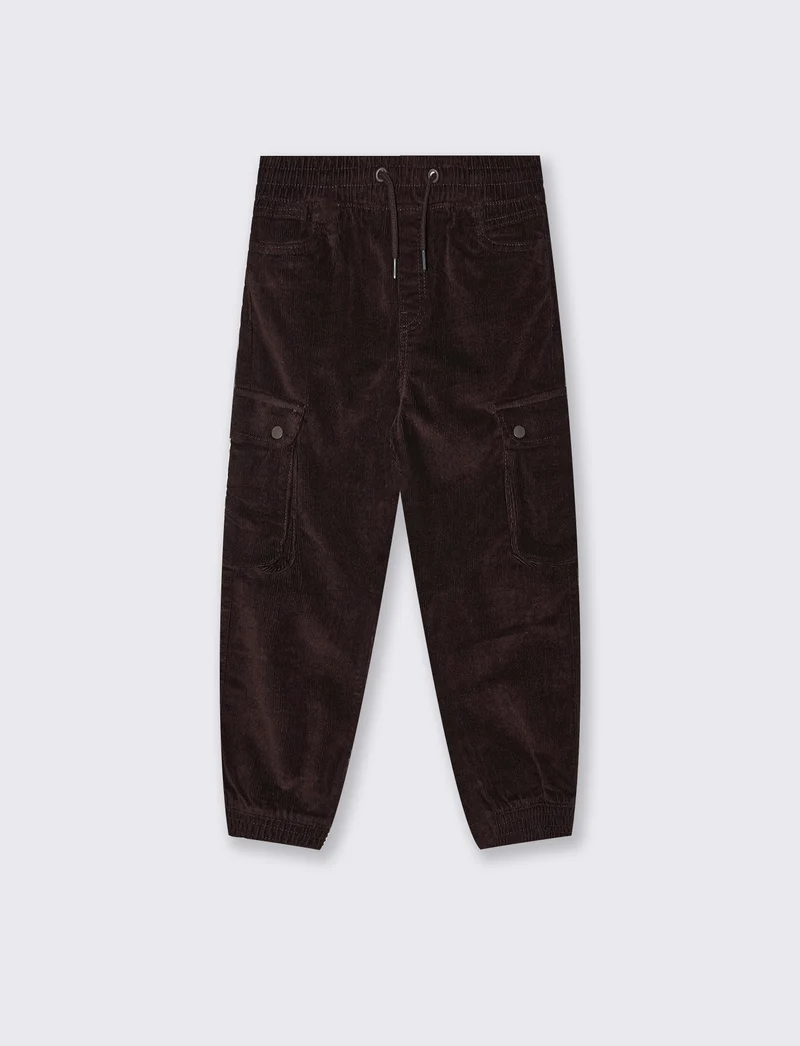 Jogger cargo in velluto a coste per l'inverno - Marrone cioccolato