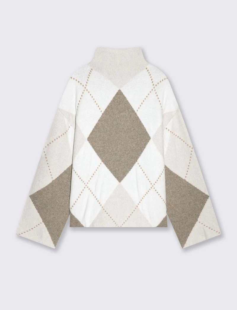 Pullover jacquard a collo alto con rombi - var 2