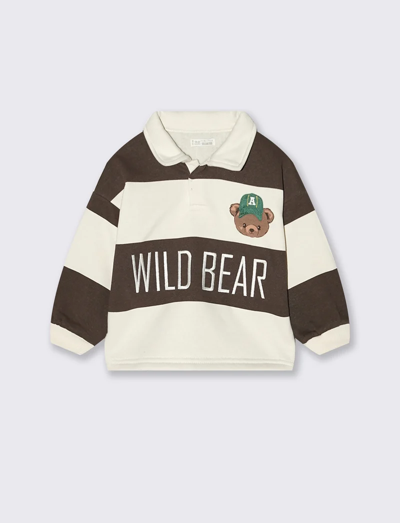 Felpa polo a righe con stampe e ricami - Righe