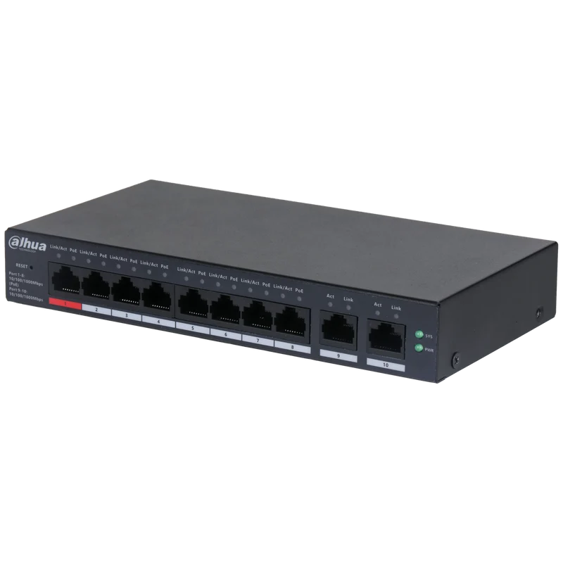 Switch Gigabit desktop gestito nel cloud a 4010 porte DAHUA CS8-110GT-10 con PoE a 8 porte