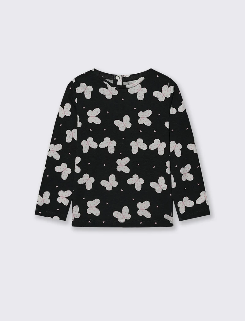 T-shirt con stampa all-over in cotone - Nero