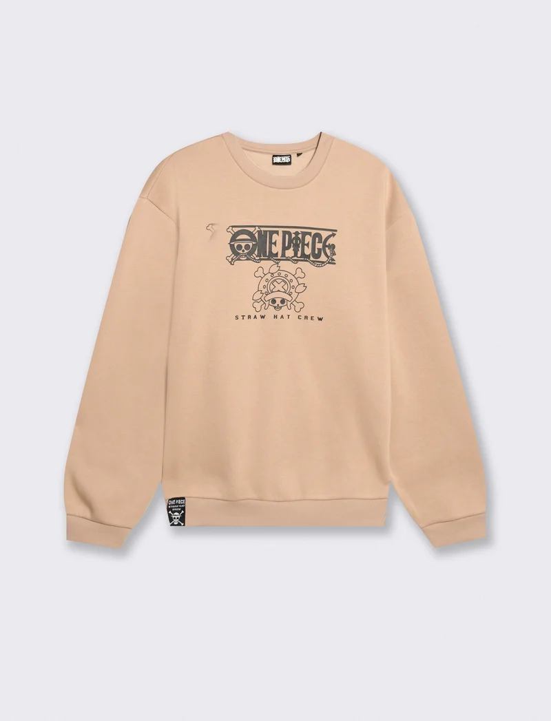 Felpa girocollo One Piece boxy fit - Beige