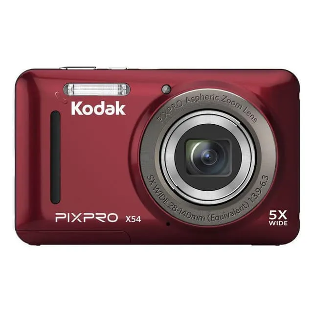 Fotocamera compatta PIXPRO X54 - Rossa + Kodak PIXPRO Zoom asferico 28-140 mm f/3.9-6.3 f/3.9-6.3